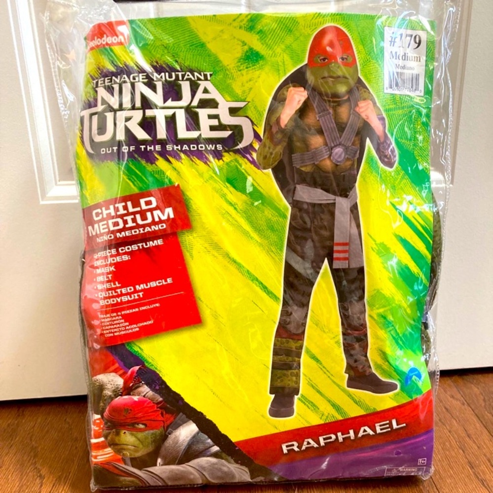 New Ninja Turtles Halloween Costume, Kids Size Med, Raphael